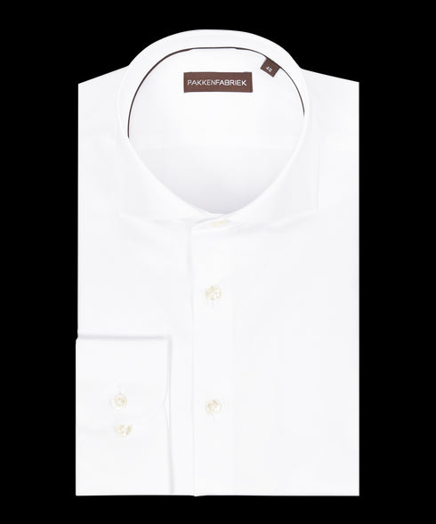 Twill wit overhemd met wide spread kraag